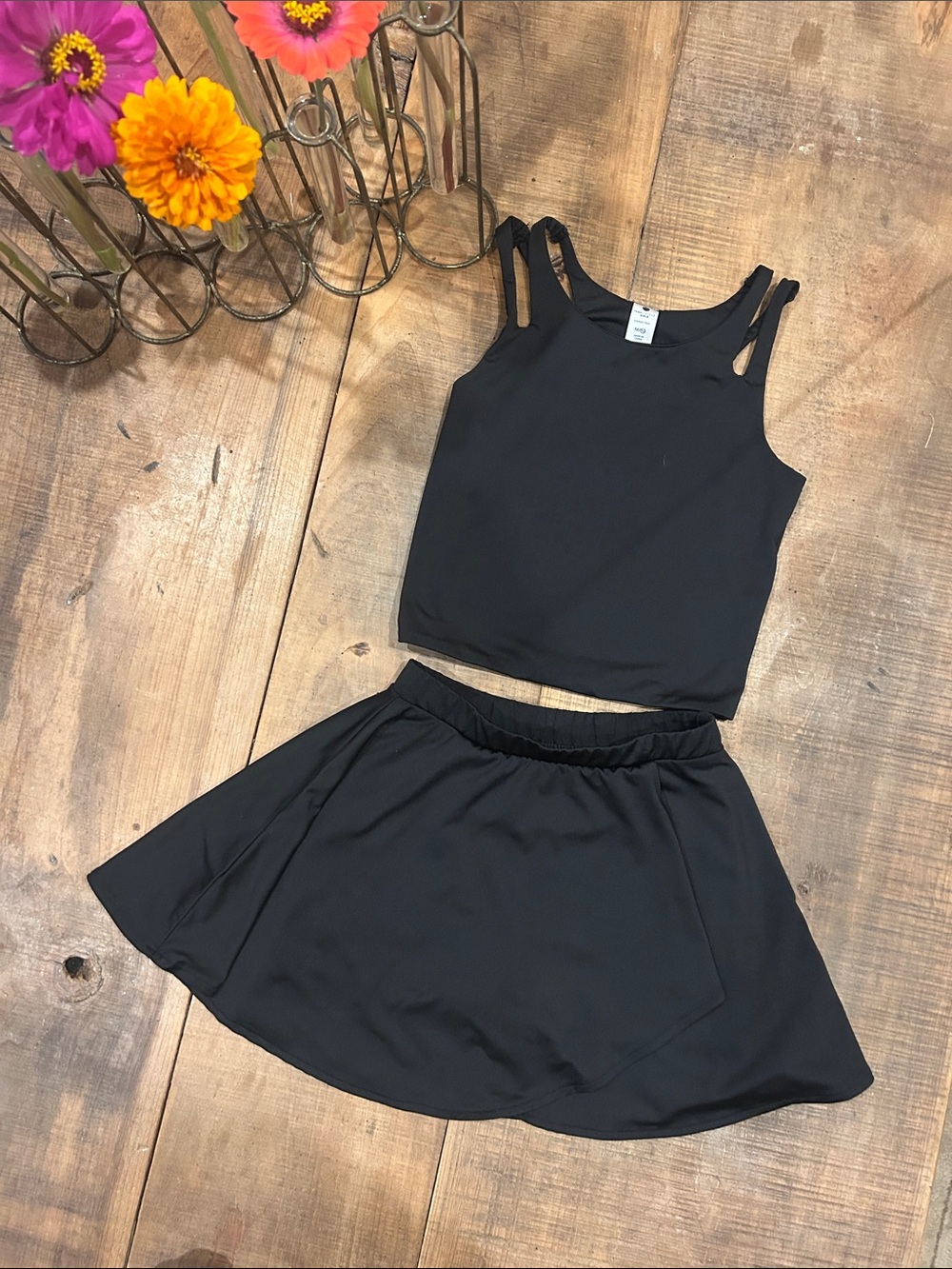 Yogalicious Black Girls 2-Piece Active Tank & Skirt Set